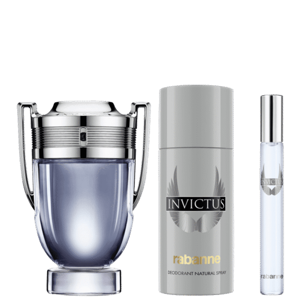 KIT PERFUME MASCULINO INVICTUS EDT 100ML + DESODORANTE 150ML + TRAVEL SPRAY 10ML | RABANNE - Imagem 2