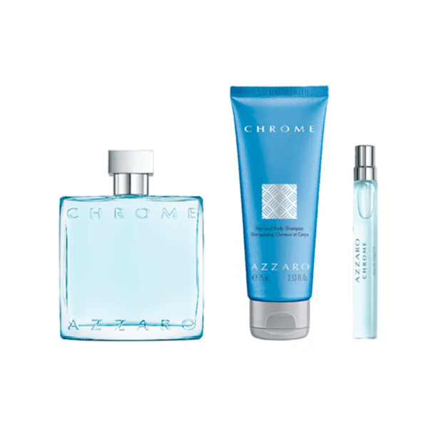 KIT CHROME AZZARO EAU DE TOILETTE MASCULINO 100ML + SHAMPOO CABELO & CORPO 75ML + TRAVEL SIZE 10ML - Imagem 3